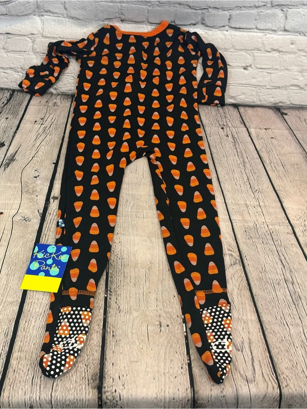 Kickee Pants Halloween Candy Corn Bamboo Footie Romper